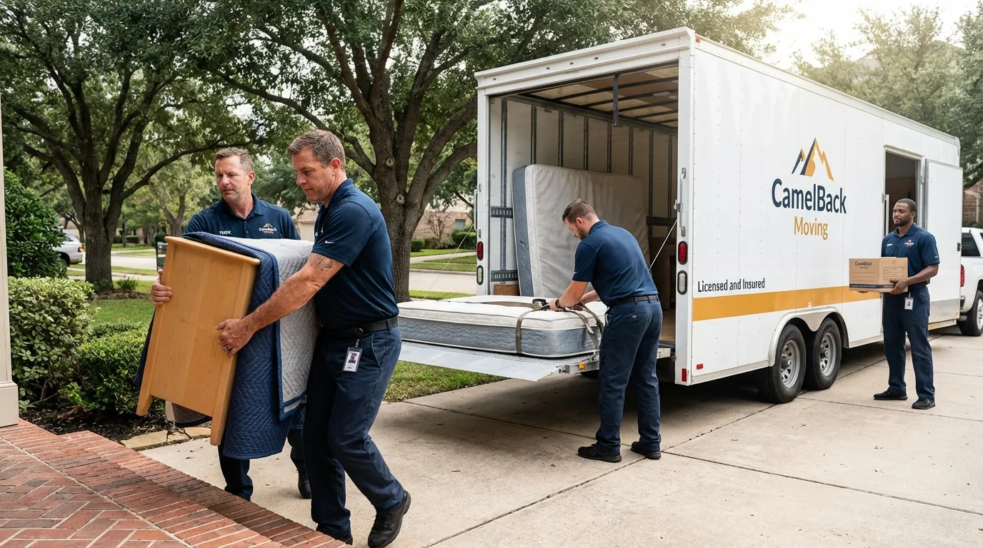 Crew loading residential truck for cross-state move from Jonesville, MI